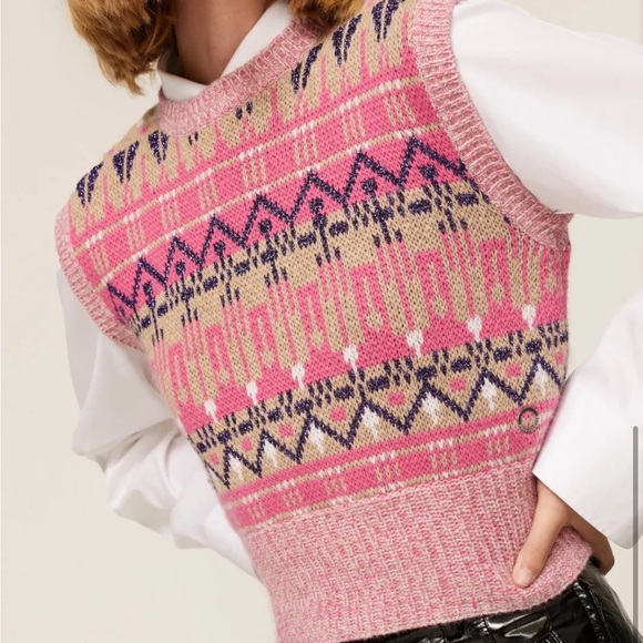 Paco Rabanne Pink Metallic Knit Wool Sweater Vest - Picture 5 of 6